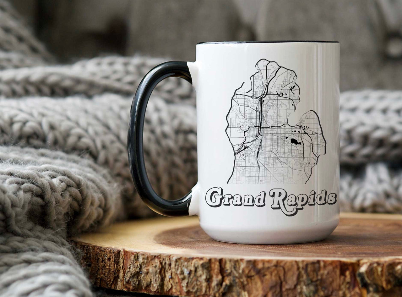 Tall (15 oz.) "Grand Rapids" Mitten Map Mug