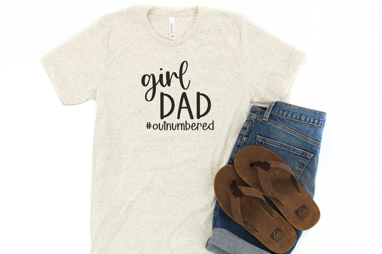 "Girl dad #outnumbered" Short-Sleeved Unisex Tee (available in all colors)