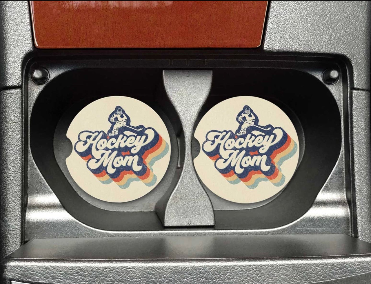 "Hockey Mom" Car Coasters - Set of 2