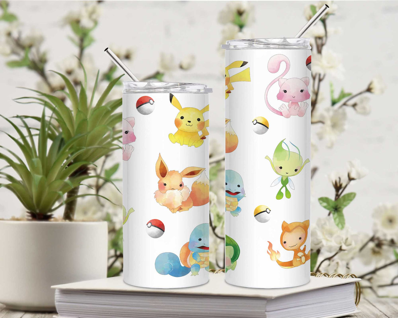 Watercolor Pokemon Stainless Steel Tumblers